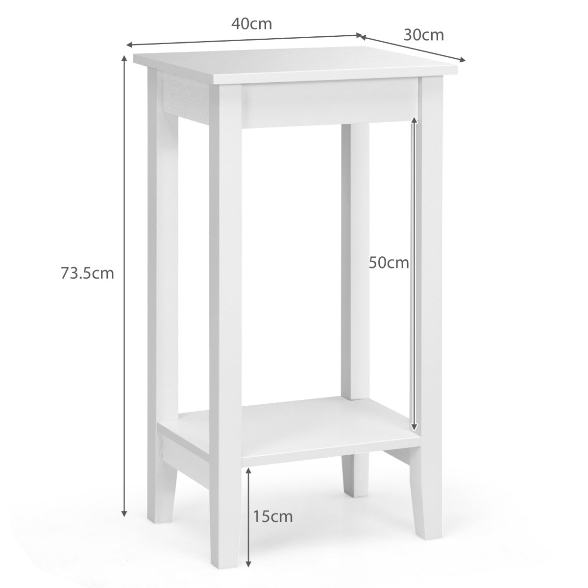 Costway Narrow Sofa Side Table with Storage Shelf for Living Room