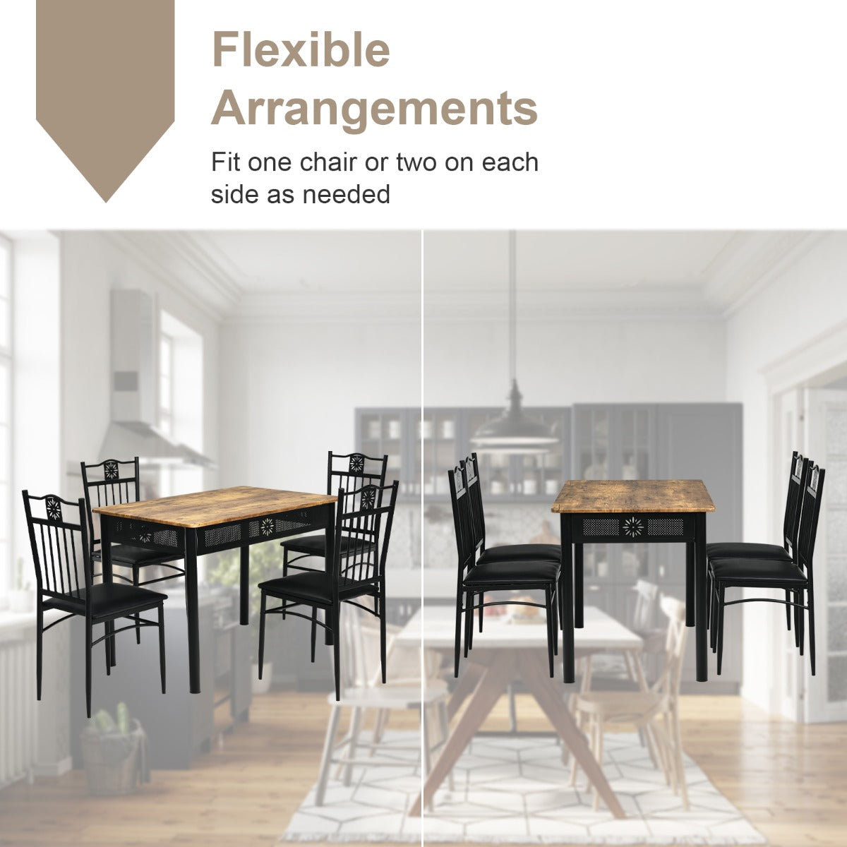 5 Pieces Dining Table Set with 4 Upholstered Chairs for Coffee/Restaurant