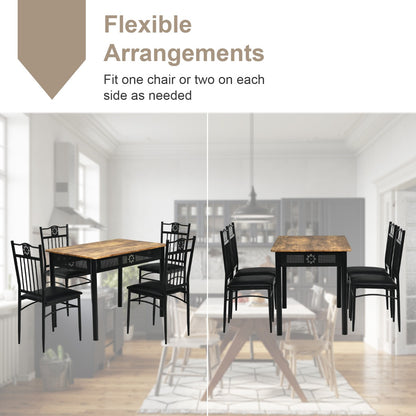 5 Pieces Dining Table Set with 4 Upholstered Chairs for Coffee/Restaurant