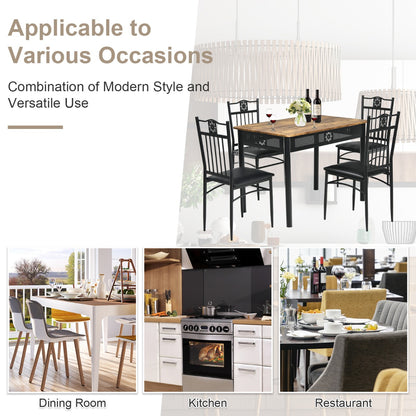 5 Pieces Dining Table Set with 4 Upholstered Chairs for Coffee/Restaurant