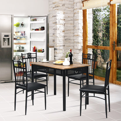 5 Pieces Dining Table Set with 4 Upholstered Chairs for Coffee/Restaurant