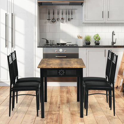 5 Pieces Dining Table Set with 4 Upholstered Chairs for Coffee/Restaurant