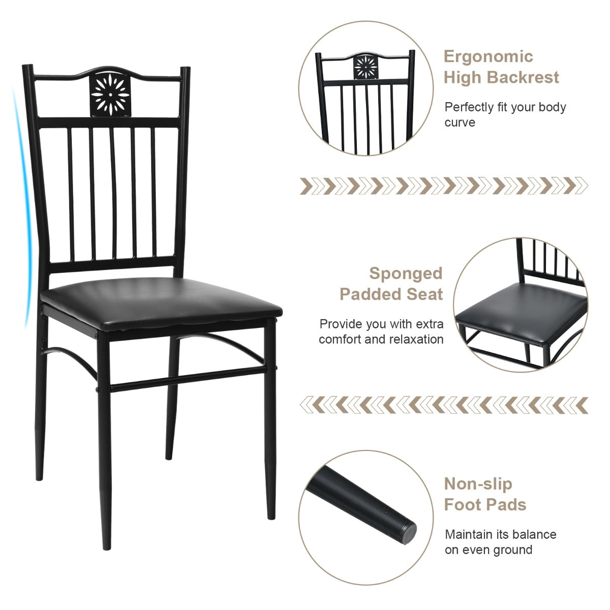 5 Pieces Dining Table Set with 4 Upholstered Chairs for Coffee/Restaurant