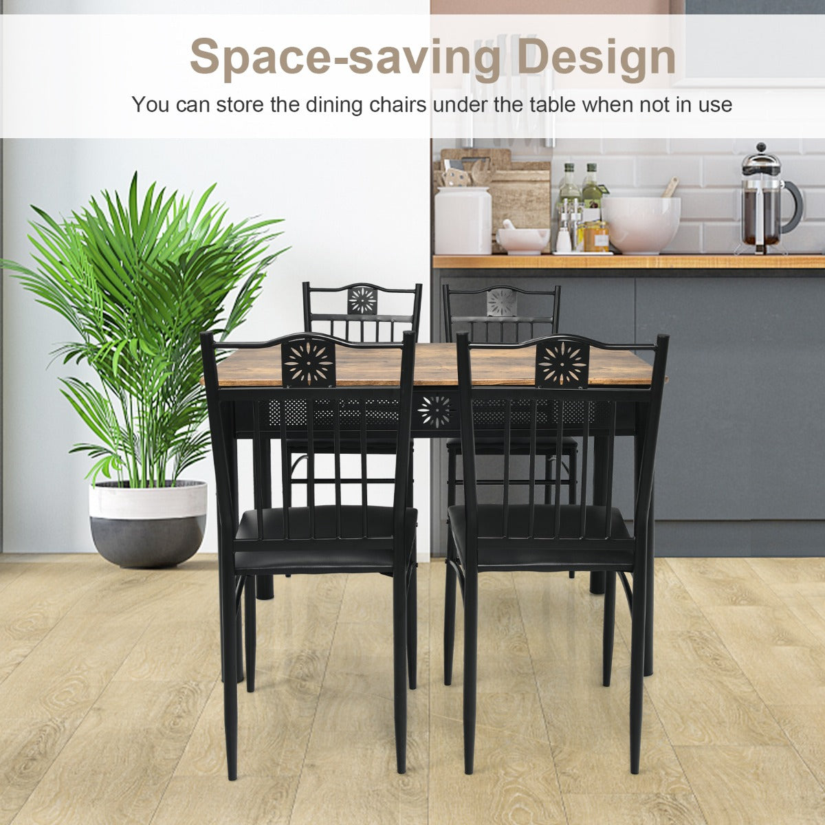 5 Pieces Dining Table Set with 4 Upholstered Chairs for Coffee/Restaurant