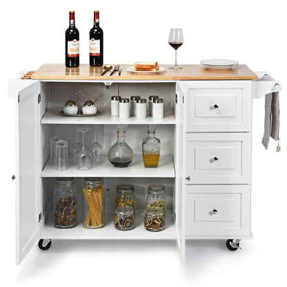 Kitchen Island Trolley with 3 Drawers & Adjustable Shelves