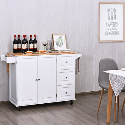 Kitchen Island Trolley with 3 Drawers & Adjustable Shelves