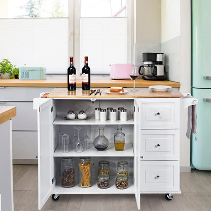 Kitchen Island Trolley with 3 Drawers & Adjustable Shelves