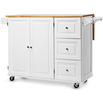 Kitchen Island Trolley with 3 Drawers & Adjustable Shelves