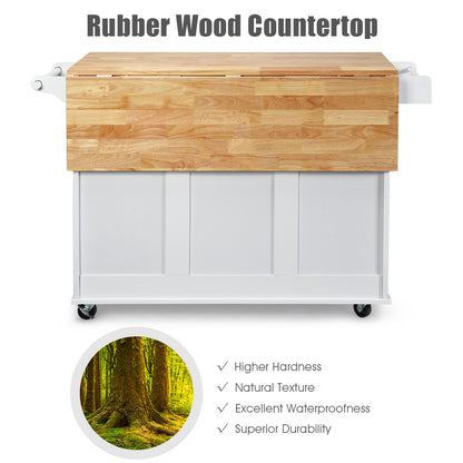 Kitchen Island Trolley with 3 Drawers & Adjustable Shelves