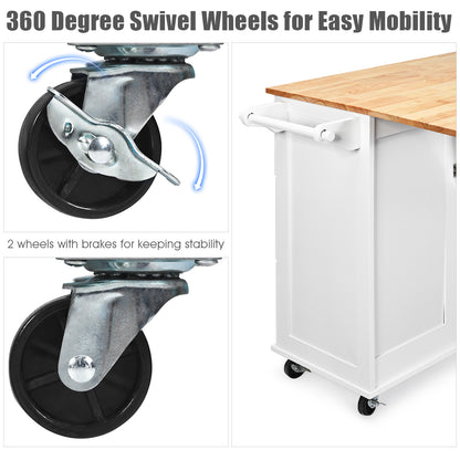 Kitchen Island Trolley with 3 Drawers & Adjustable Shelves
