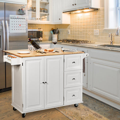 Kitchen Island Trolley with 3 Drawers & Adjustable Shelves