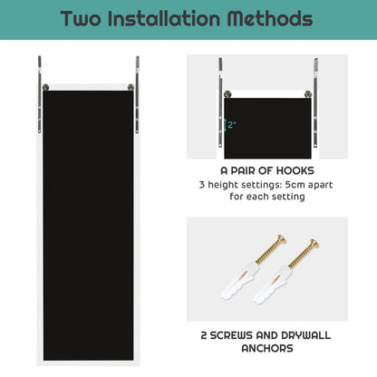 Costway Wall Mounted Dressing Mirror with Hanging Hooks for Bedroom White