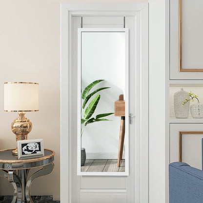 Costway Wall Mounted Dressing Mirror with Hanging Hooks for Bedroom White