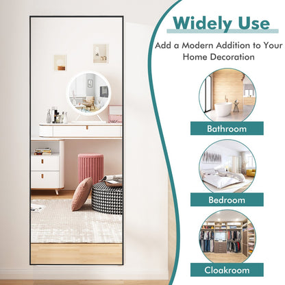 Costway Full Body Mirror with Rectangular Aluminum Frame for Bathroom Black