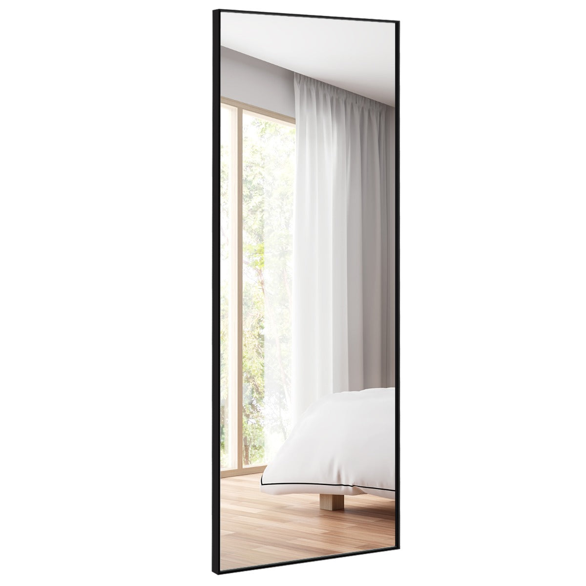 Costway Full Body Mirror with Rectangular Aluminum Frame for Bathroom Black