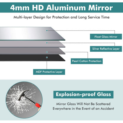 Costway Full Body Mirror with Rectangular Aluminum Frame for Bathroom Black