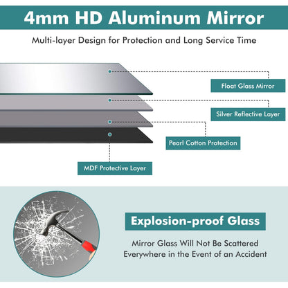 Full Length Mirror with Black Aluminum Frame, 1.5m x 0.56m, Explosion-Proof Glass
