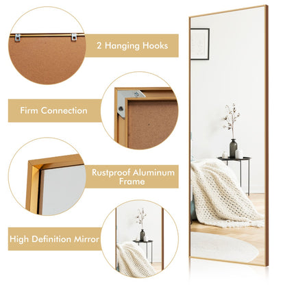 Costway Full Body Mirror with Rectangular Aluminum Frame for Bathroom Golden
