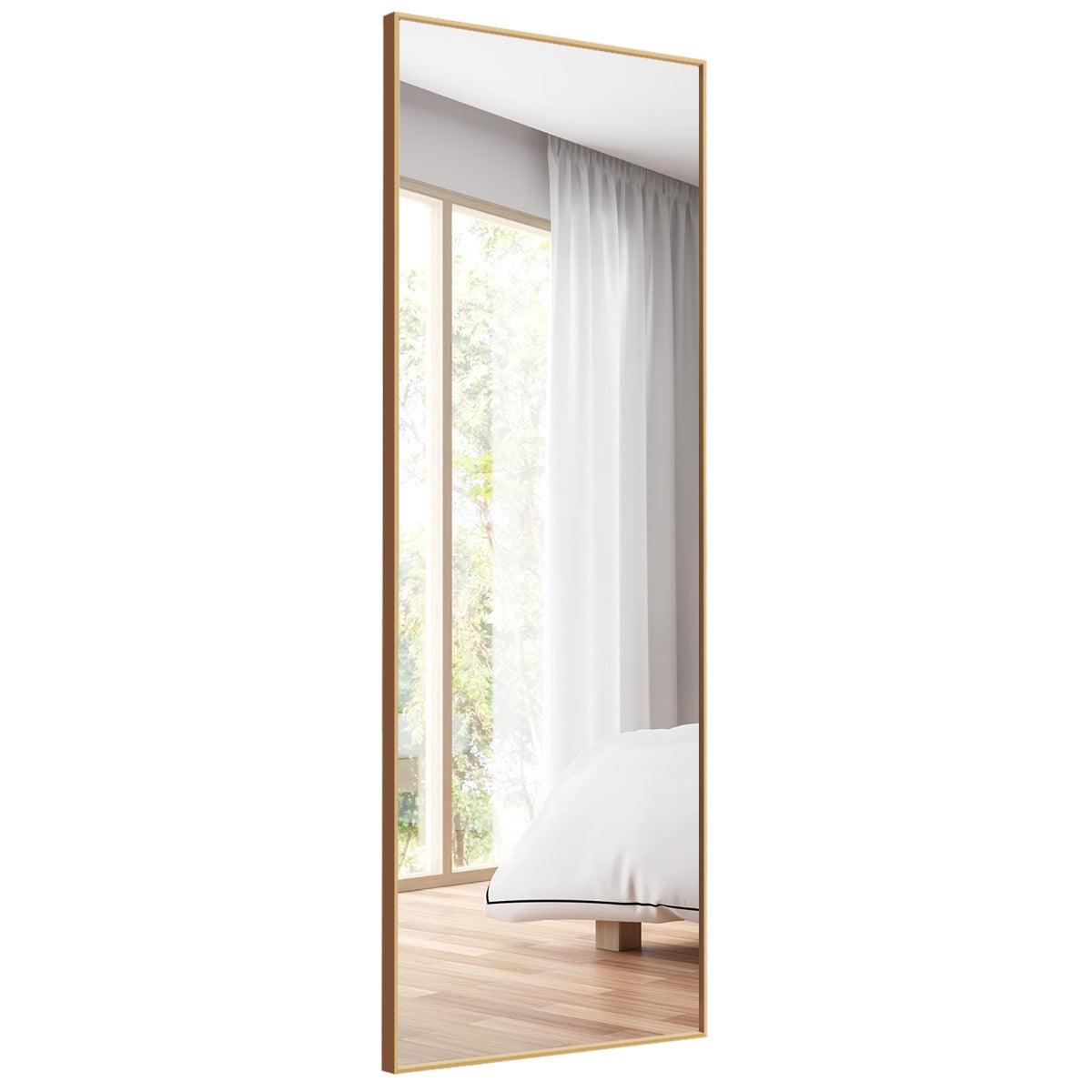 Costway Full Body Mirror with Rectangular Aluminum Frame for Bathroom Golden