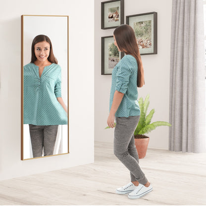 Costway Full Body Mirror with Rectangular Aluminum Frame for Bathroom Golden