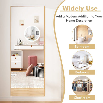 Elegant Full-Length Mirror with Gold Aluminum Frame for Versatile Home Use