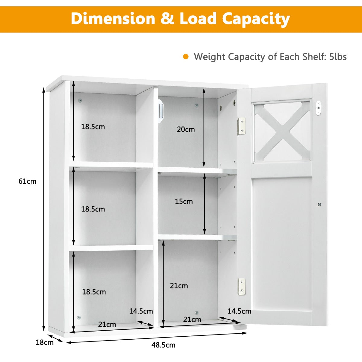 Costway Wall-mounted Bathroom Medicine Cabinet with Adjustable Shelves