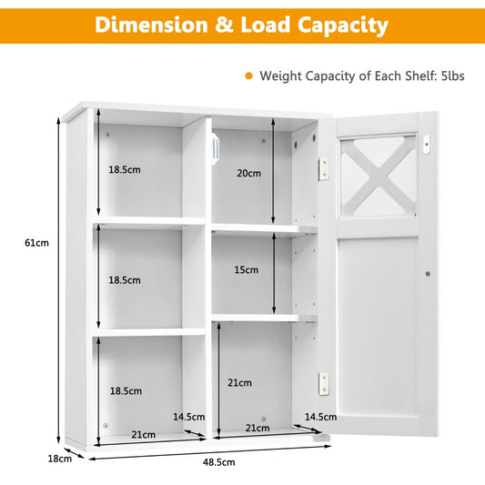 White MDF wall mounted medicine cabinet adds organized storage to bathrooms and living spaces