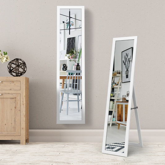 Full-length Wood Mirror with Wooden Frame-White