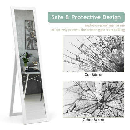 Full-length Wood Mirror with Wooden Frame-White