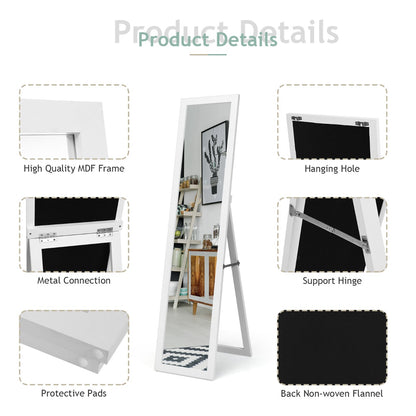 Full-length Wood Mirror with Wooden Frame-White