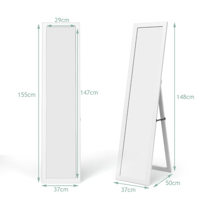 Full-length Wood Mirror with Wooden Frame-White