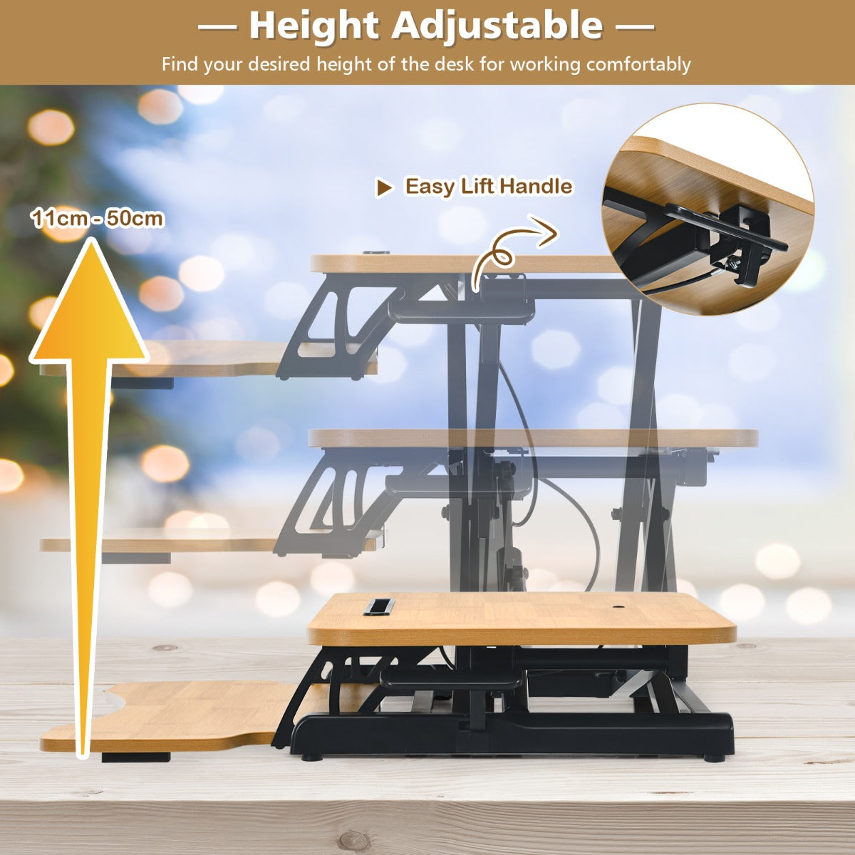 Height Adjustable Desk Riser with Keyboard Tray and Tablet Holder, 15k ...