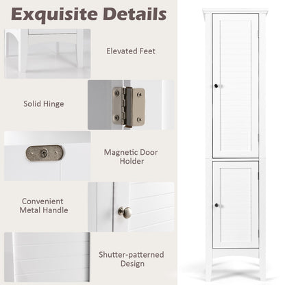 Costway 5-Tier Bathroom High Cabinet with 2 Shelves with Doors