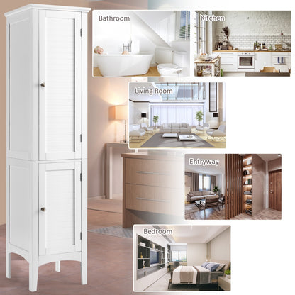 Costway 5-Tier Bathroom High Cabinet with 2 Shelves with Doors