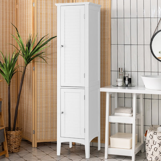 Costway 5-Tier Bathroom High Cabinet with 2 Shelves with Doors