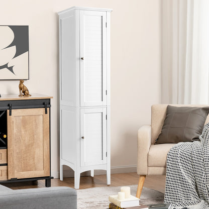 Costway 5-Tier Bathroom High Cabinet with 2 Shelves with Doors