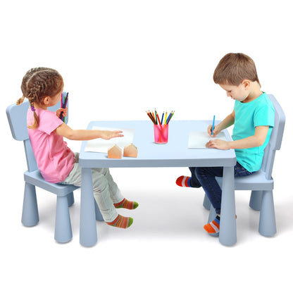 Costway 3 Pieces Kids Table and 2 Chairs Set for Reading