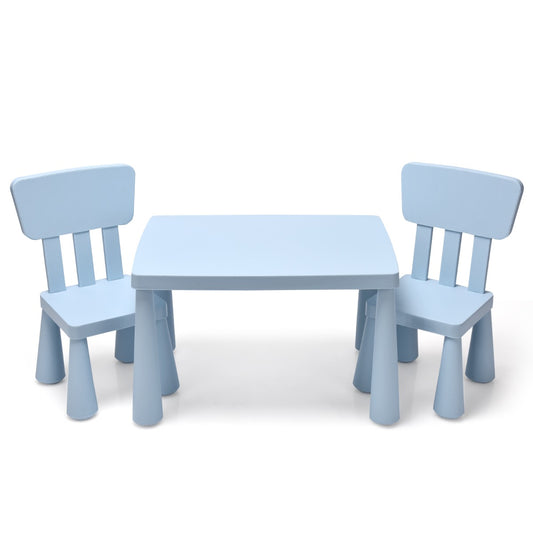 Costway 3 Pieces Kids Table and 2 Chairs Set for Reading