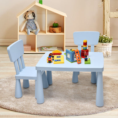 Costway 3 Pieces Kids Table and 2 Chairs Set for Reading