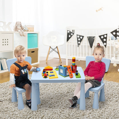 Costway 3 Pieces Kids Table and 2 Chairs Set for Reading