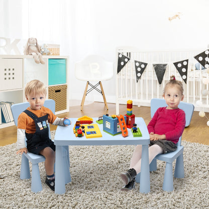 Odorless PP construction offers sturdy everyday support with a 50-kilogram weight capacity for the table and chairs