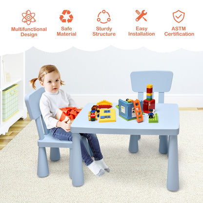 Costway 3 Pieces Kids Table and 2 Chairs Set for Reading