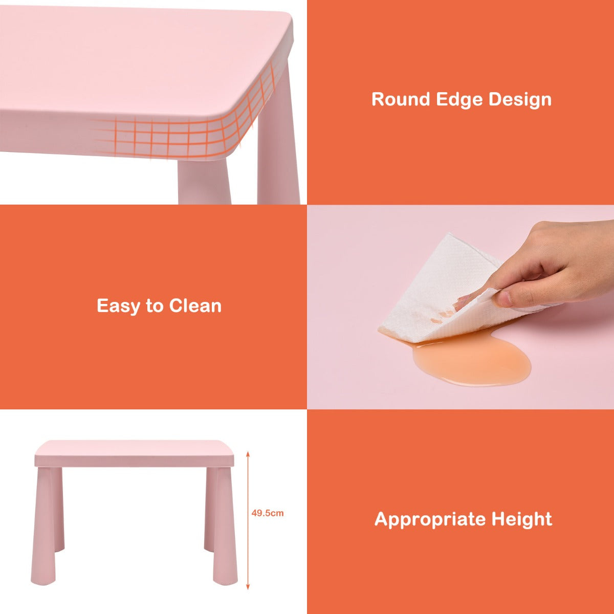 Durable PP children's furniture set supports up to 50 kilograms for reliable everyday use