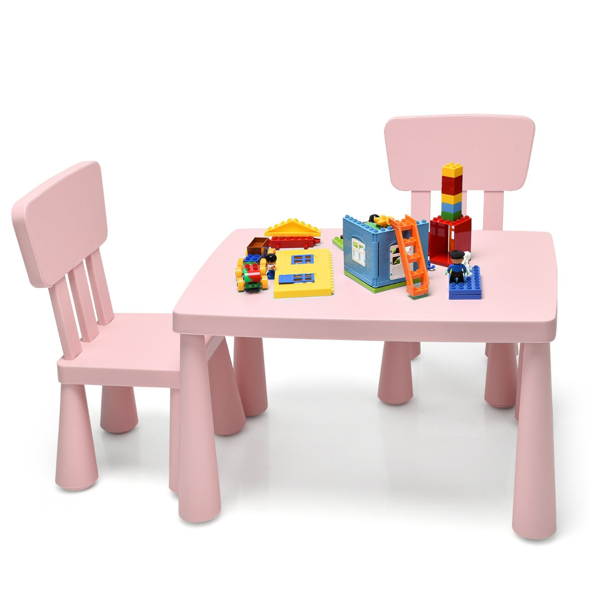 Multifunctional table and chair set grows with children ages one through seven years old