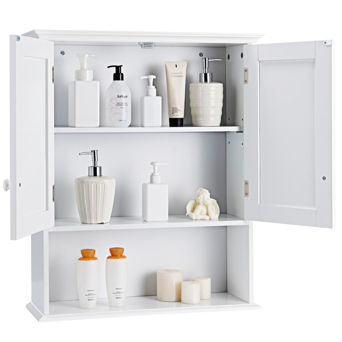 Multi-Purpose Wall Cabinet Storage with 2-Door for Bathroom White
