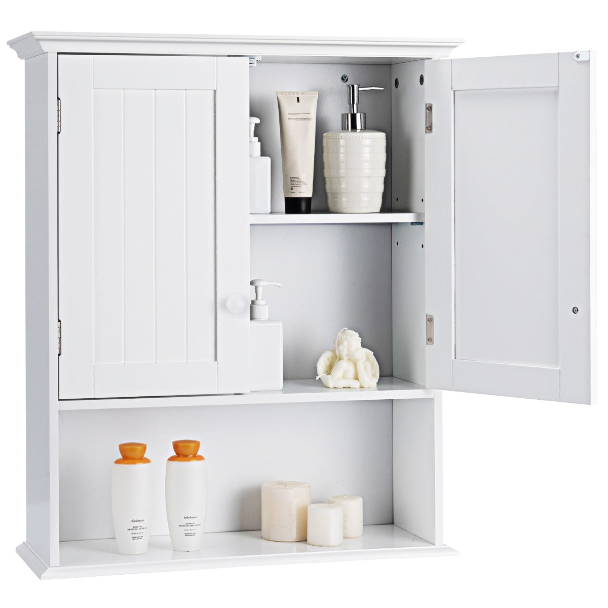 Multi-Purpose Wall Cabinet Storage with 2-Door for Bathroom White