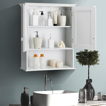 Multi-Purpose Wall Cabinet Storage with 2-Door for Bathroom White