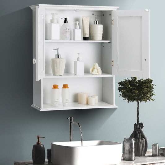 Multi-Purpose Wall Cabinet Storage with 2-Door for Bathroom White