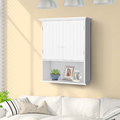 Multi-Purpose Wall Cabinet Storage with 2-Door for Bathroom White