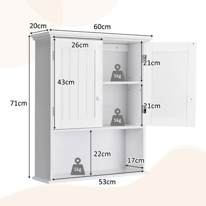 Multi-Purpose Wall Cabinet Storage with 2-Door for Bathroom White
